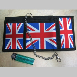 Union Jack- Britská vlajka, hrubá pevná textilná peňaženka s retiazkou a karabínkou